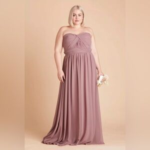 Birdy Grey Strapless Mauve Pink Chiffon Gown